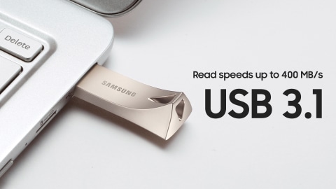 300MB/s USB 3.1 Flash Drive Champagne Silver Samsung BAR Plus 128GB MUF-128BE3/AM