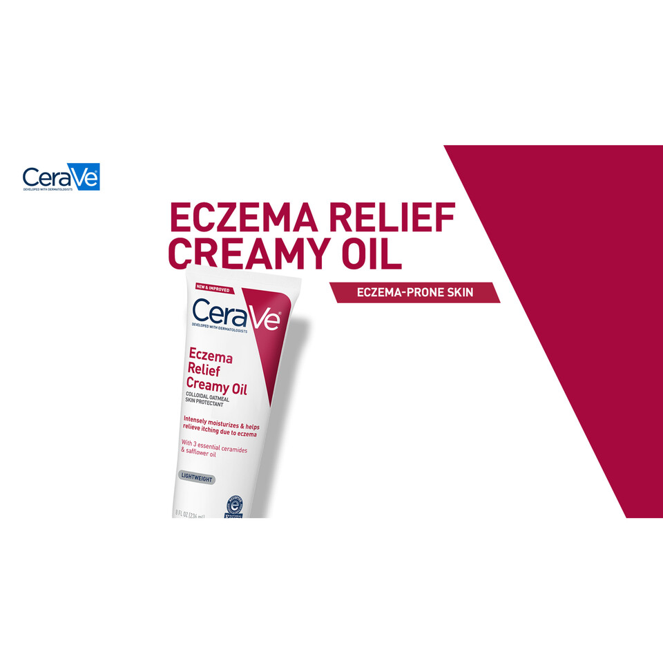 CeraVe Eczema Relief Creamy Body Oil for Itchy Dry Skin with Colloidal