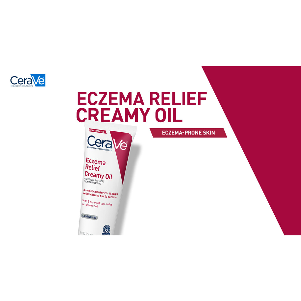 CeraVe Eczema Relief Creamy Body Oil for Itchy Dry Skin with Colloidal Oatmeal, FSA Eligible 8 oz - image 2 of 14