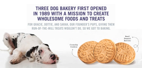 Three Dog Bakery Puppy Butters Peanut Butter Sandwich Cookies Dog Treats,  11.8 oz 