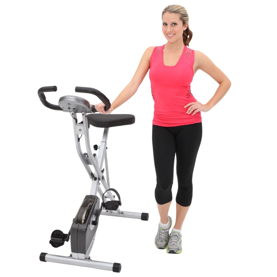 Exerpeutic Exercise Bike Foldable Magnetic Upright with Heart