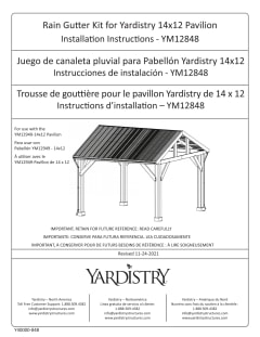 View Rain Gutter Kit for Yardistry 14 x 12 Pavilion Installation lnstructions-YM 12848  PDF