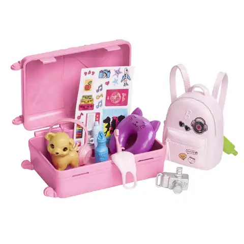 Barbie Doll And Accessories Travel Set With Puppy