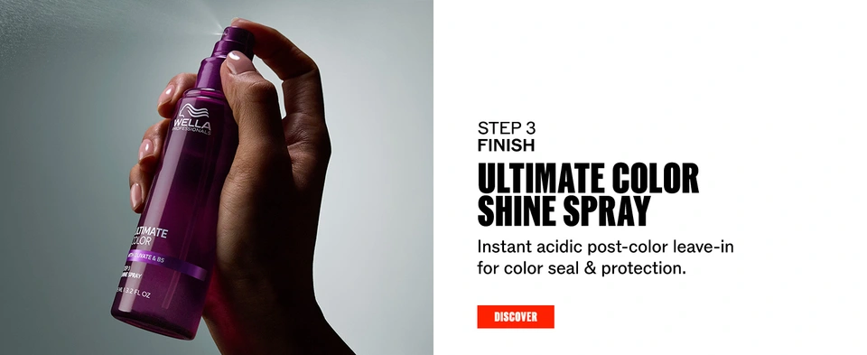 Step 4 finish with ultimate color shine spray for color seal and protection.