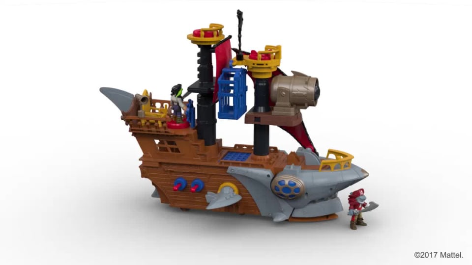 Imaginext Pirate Ship Playset with Shark Bite Action, Launcher and Jail Cel  自動車
