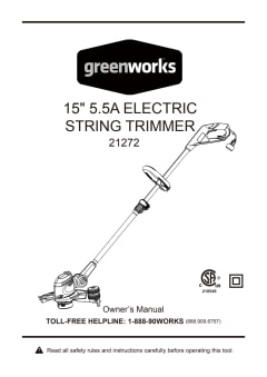 Greenworks 21272 Corded Electric 5.5 Amp 15 inch String Trimmer