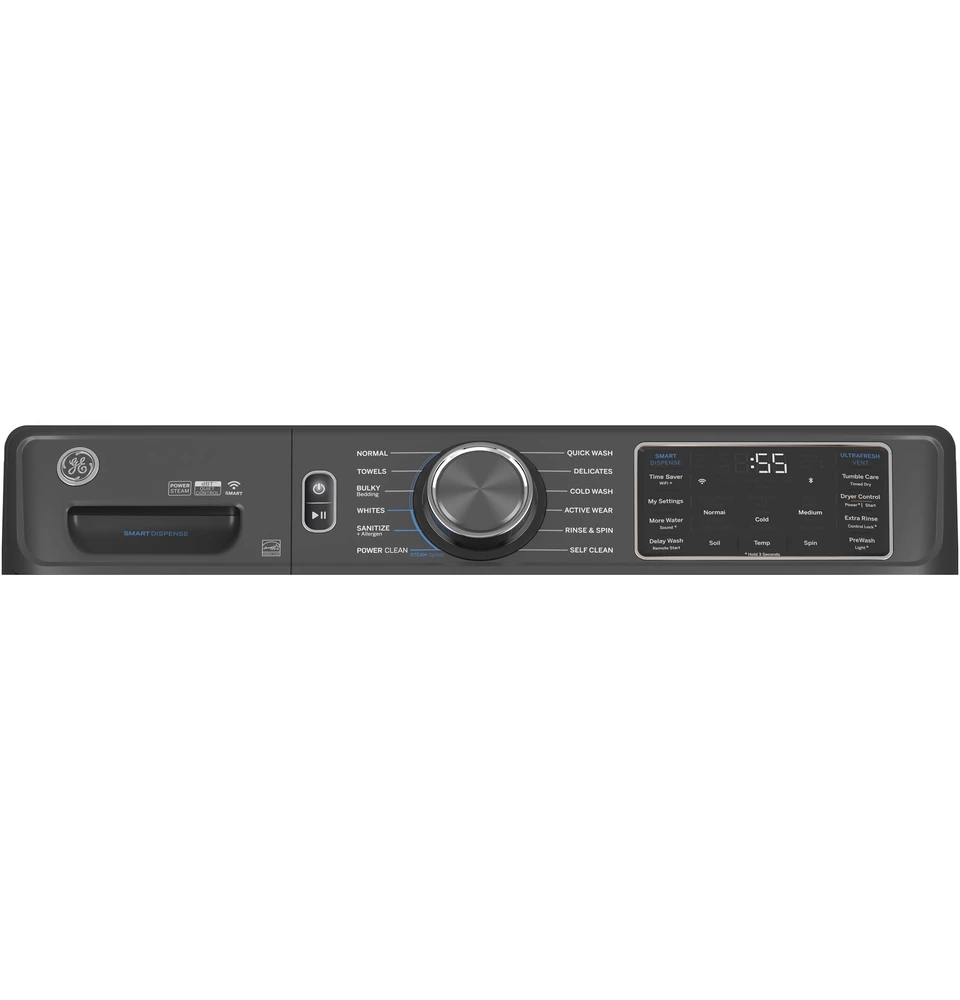 GE 5 Cu. Ft. Smart Front Load Steam Washer in Carbon