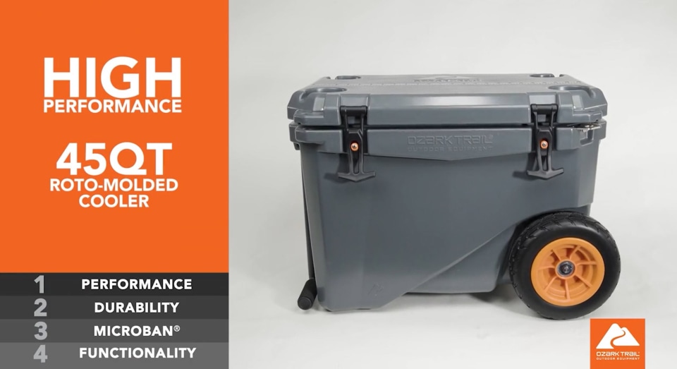 Ozark Trail 45 Quart High Performance Rolling RotoMolded Cooler with