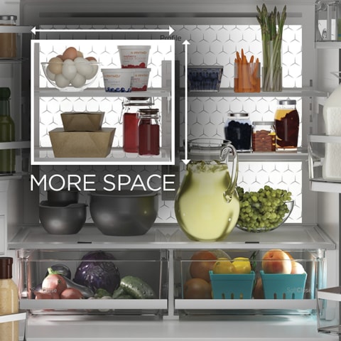 Ge Profile Smart 27 9 Cu Ft 4 Door French Door Refrigerator With Ice Maker And Door Within Door Fingerprint Resistant Stainless Steel Energy Star In The French Door Refrigerators Department At Lowes Com