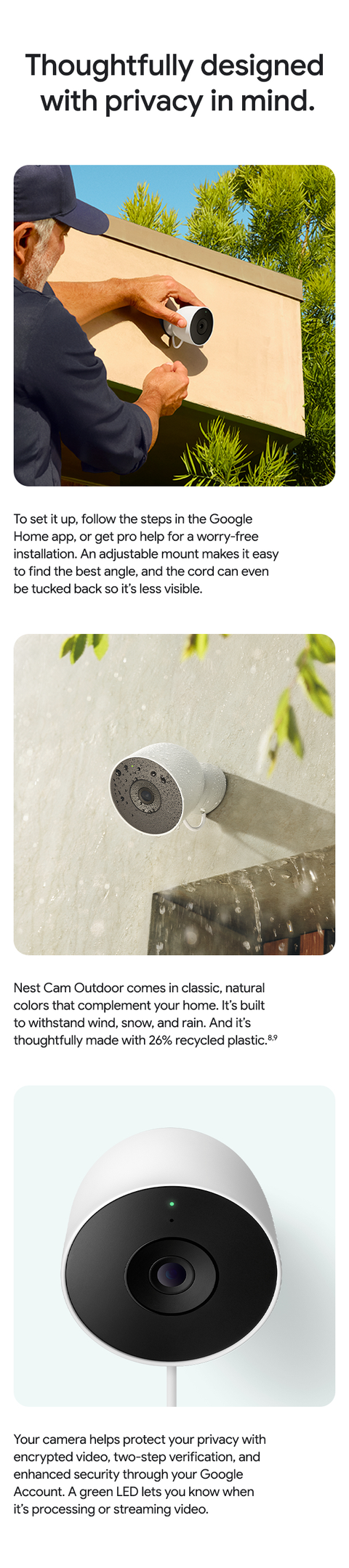 Google Nest Cam Outdoor (wired, 2nd gen) 2K Video and Gemini 2