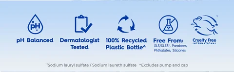 pH Balanced, Dermatologist, Tested 100% Recycled Plastic Bottle, Free From: SLS/SLES", Parabens Phthalates, Silicones, Cruelty Free INTERNATIONAL