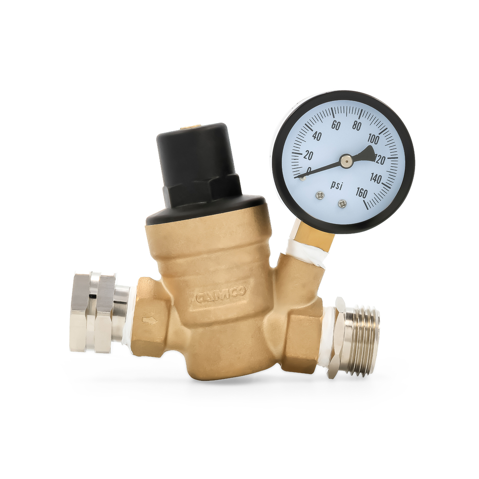 thumbnail video image 3 of Camco RV Adjustable Brass Water Pressure Regulator (40058), 3 of 8