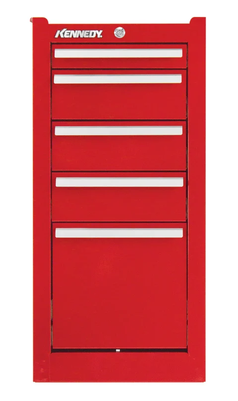 Kennedy - Side Cabinet: 5 Drawer, Red, Steel | MSC Direct
