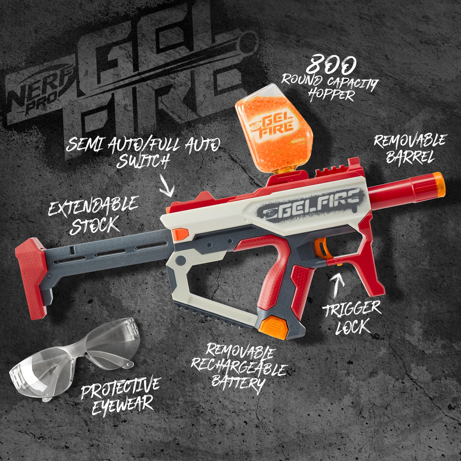 Nerf Pro Gelfire Mythic Blaster, 10,000 Rounds, Rechargeable