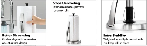 OXO Good Grips SimplyTear Paper Towel Holder - Brushed Stainless Steel, 2 Pack, One-Hand Tear, No Unraveling