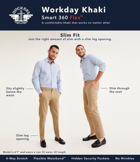 Ooit niezen Praten Dockers Men's Slim Fit Workday Khaki Smart 360 Flex Pants D1 - Walmart.com