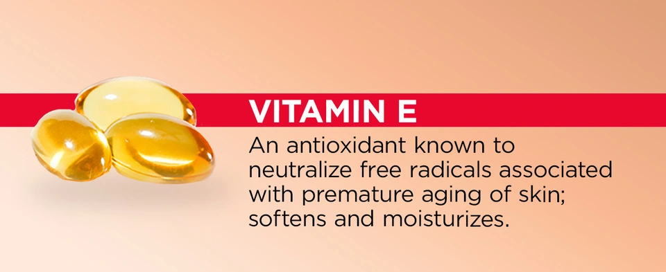 Vitamin E. An antioxidant known to neutralize free radicals associated with premature aging of skin; softens and moisturizes..