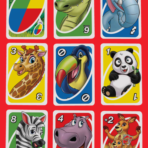 UNO Junior Card Game for Kids with Simple Rules & Animal Matching for 2-4  Players 