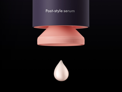 Droplet of formula falling from the outer casing of the Post-style serum.