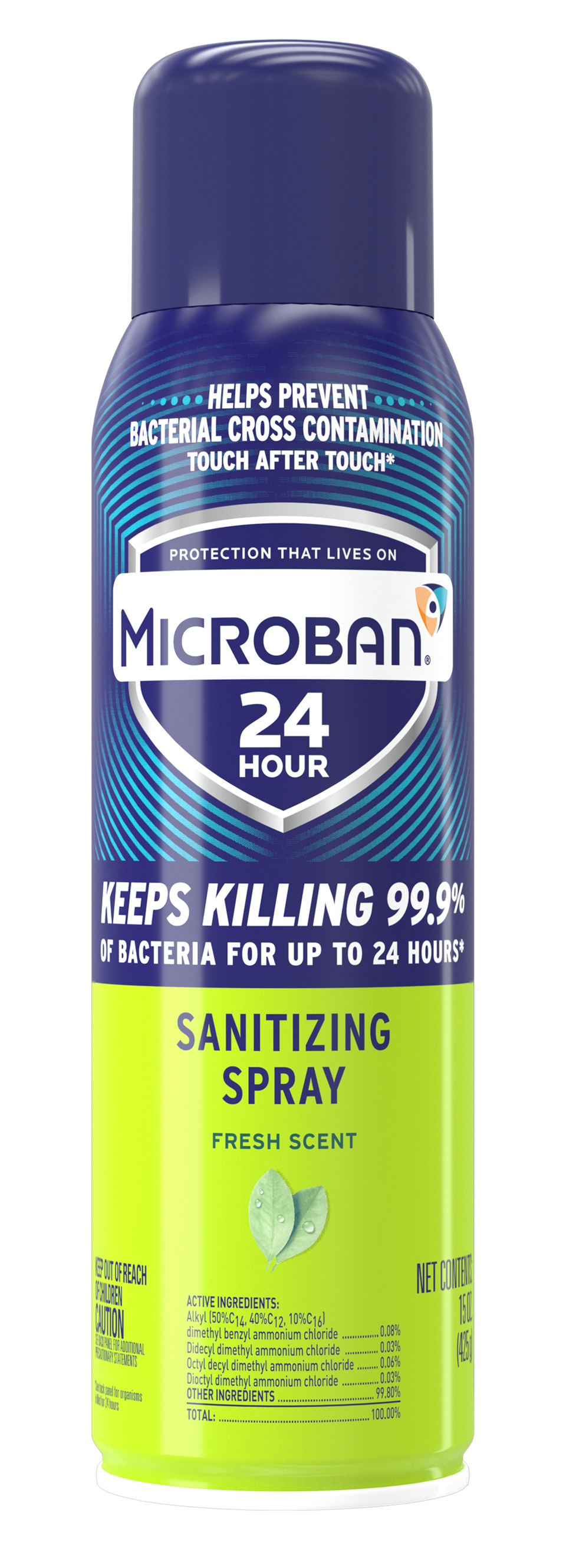 Microban 24-Hour Disinfectant Sanitizing Spray, Fresh Scent, 15 Ounce (3  Pack) 