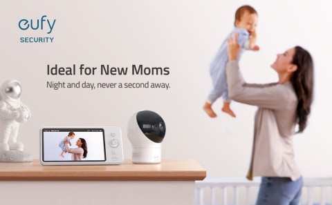 eufy Security Spaceview Video Baby Monitor E110 with Camera and Audio,  Security Camera, 720p HD Resolution, Night Vision, 5 Display, 110°  Wide-Angle