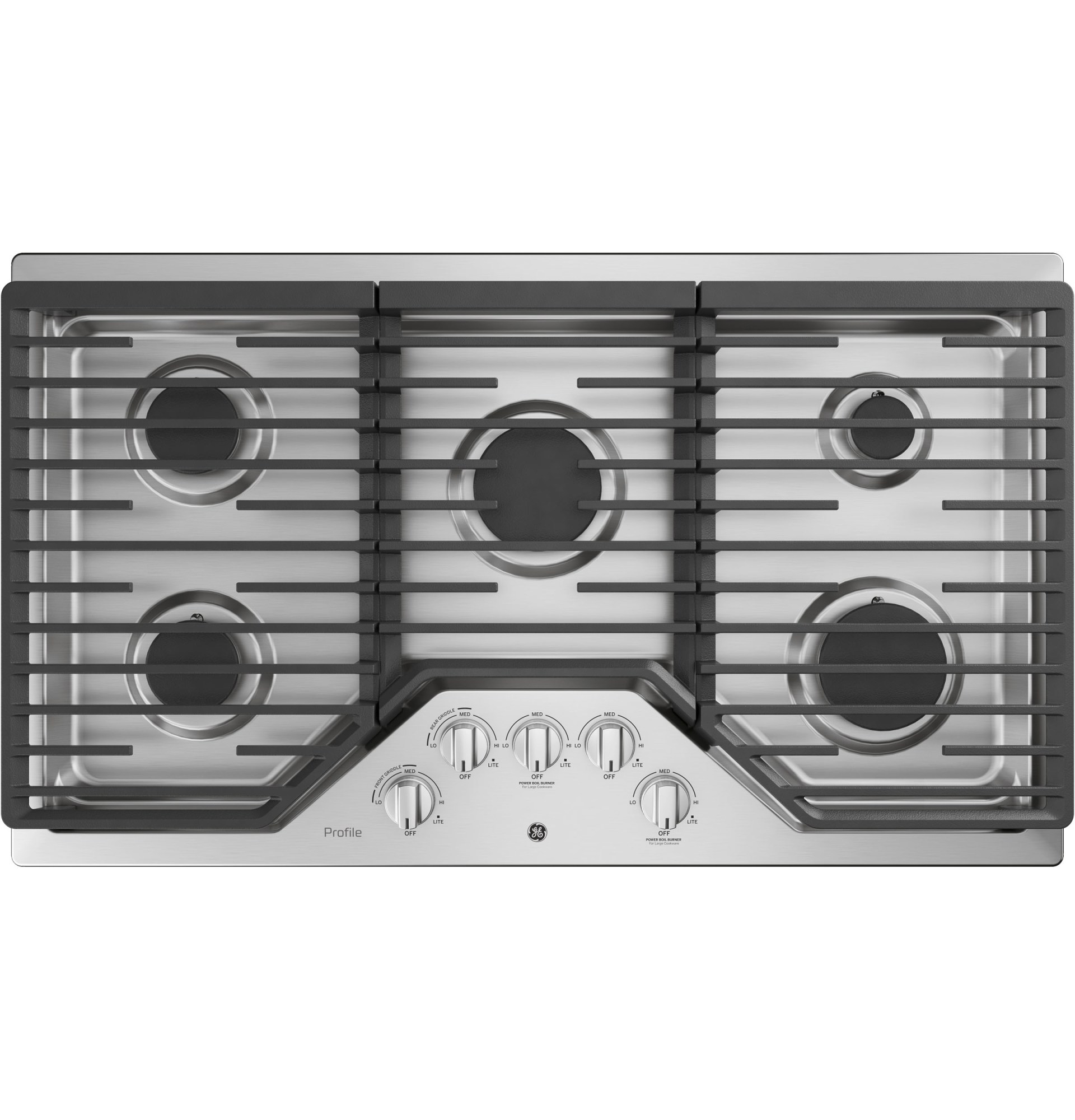 GE Profile 36 Built-In Gas Cooktop with Optional Extra-Large Cast Iron  Griddle BLACK PGP7036DLBB