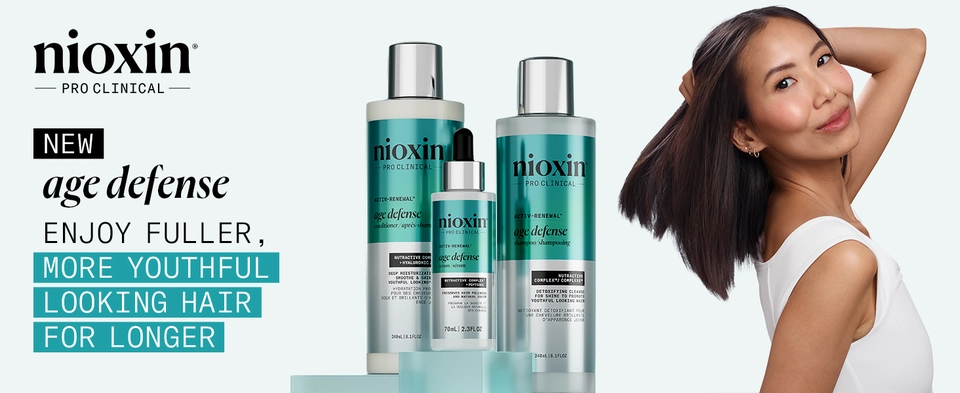 Nioxin Age Defense Kit with shampoo conditioner and full size serum for fuller more youthful looking hair