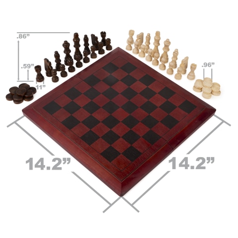 Backgammon Master Of Chess En Bois D'Acajou - Jeu De Voyage Classique 33x28 Cm | Avec Fermoir Métal