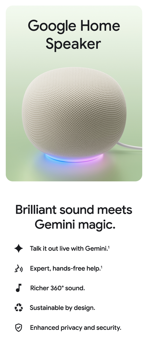 Google Home Speaker Smart Speaker with Gemini For Home Voice