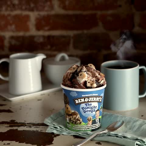 thumbnail video image 2 of Ben & Jerry's The Tonight Dough Chunky Caramel & Chocolate Ice Cream Pint, 16 fl oz, 2 of 9