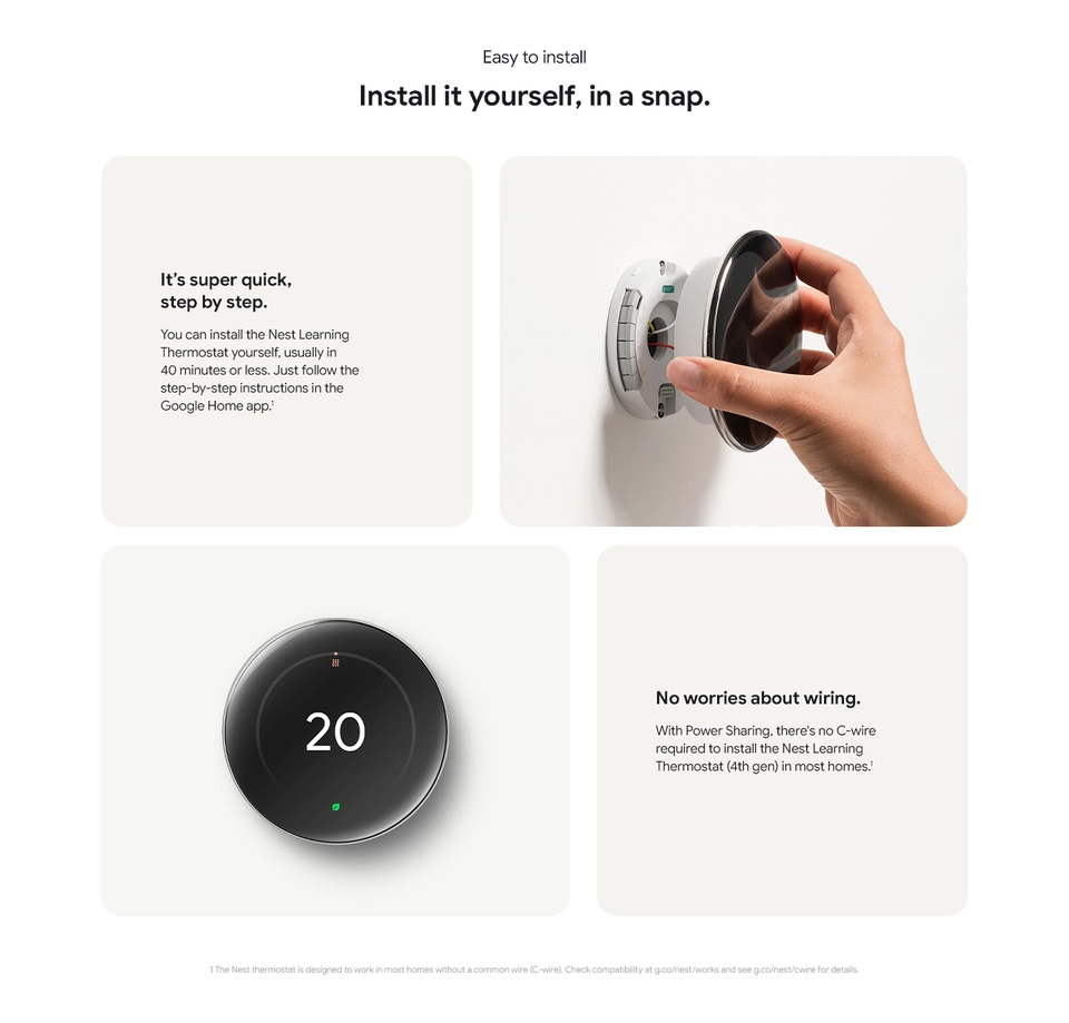 Google Nest Wi-Fi Smart Learning Thermostat (4th gen) with Nest