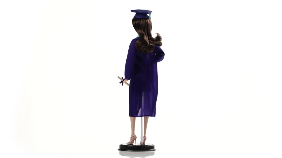 thumbnail video image 2 of Barbie Graduation Day Cap & Gown Doll, Brunette Hair, 2 of 10