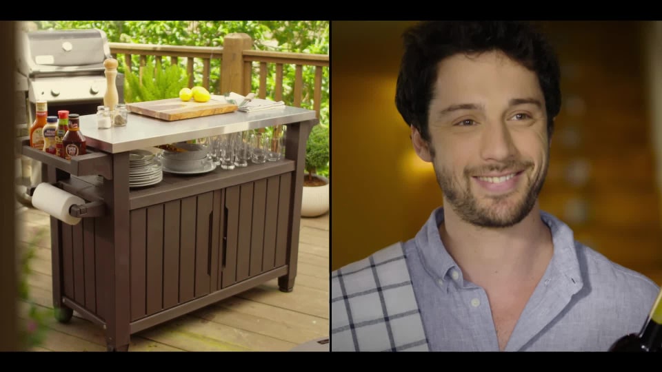 Keter Unity XL 78 Gallon Patio Storage BBQ Grilling Cart Outdoor