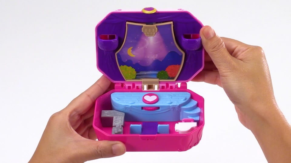 thumbnail video image 2 of Polly Pocket Big Pocket W Orld Music Box Compact W Ith Micro Polly & Lila Doll, 2 of 8