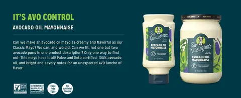 Sir Kensington's Mayonnaise, Avocado Oil Mayo, 12 oz