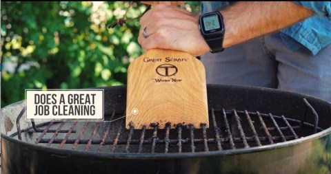 thumbnail video image 2 of Great Scrape Woody Paddle Wood Grill Scraper- Ultimate BBQ Cleaning Tool, Wire Brush Alternative, 2 of 12