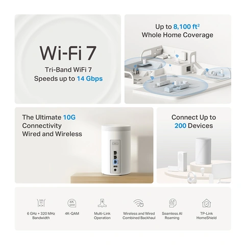 tp-link deco BE68 BE14000 Wi-Fi7 2個セット TP Link Deco 7 Pro BE14000 Tri Band Wi Fi 7 Whole Home Mesh Router
