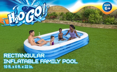 H2OGO! Rectangular Inflatable Family Pool 10 ft. x 6 ft. x 22 in. for ages 6+