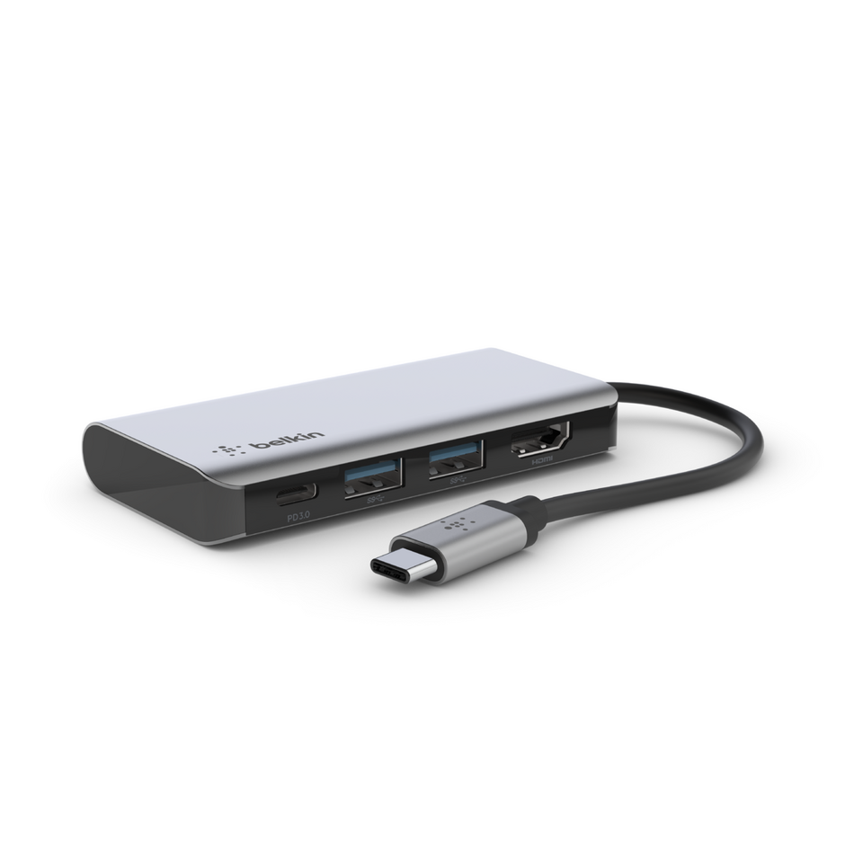 Belkin USB C Hub, 4-in-1 Multi-Port Laptop Dock with 4K HDMI