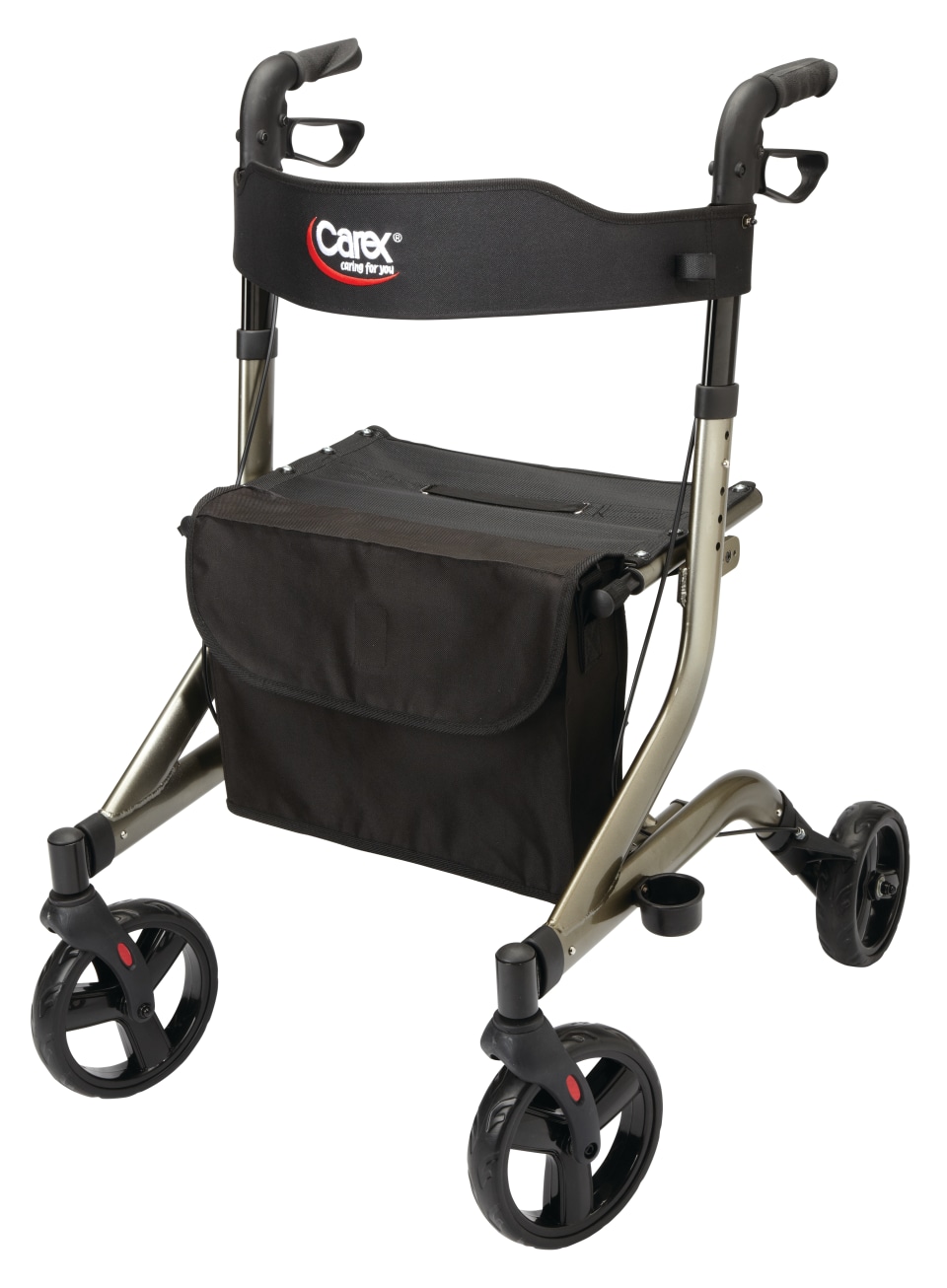Carex Rollator Walker with Padded Seat, 6inch Wheels, Cushioned Back