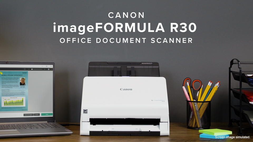 thumbnail video image 2 of Canon imageFORMULA R30 Office Document Scanner, 2 of 9
