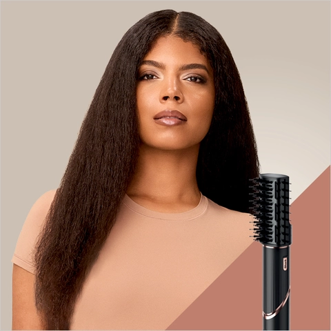 Employs powerful airflow, straightening &amp; smoothing your hair with a combination of boar and nylon bristles all at once.
