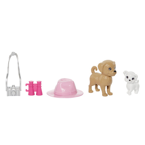 Two puppy besties and vacation accessories are also included!