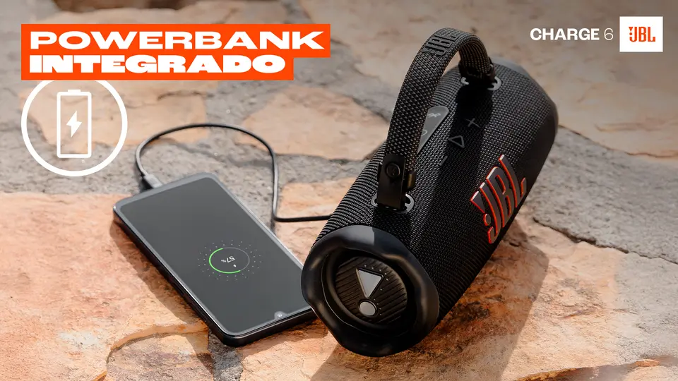 JBL CHARGE 6 美品 (3) Caixa de Som Portátil JBL Charge 6 30W Bluetooth Power Bank