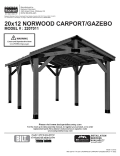 Backyard Discovery 20' x 12' Norwood Cedar Carport/Gazebo - Sam's Club