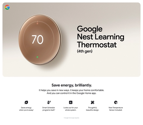 Google Nest Learning Thermostat (4th Gen) with Nest Temperature