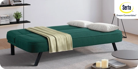 Serta Frankie Convertible Sofa in Forest Green