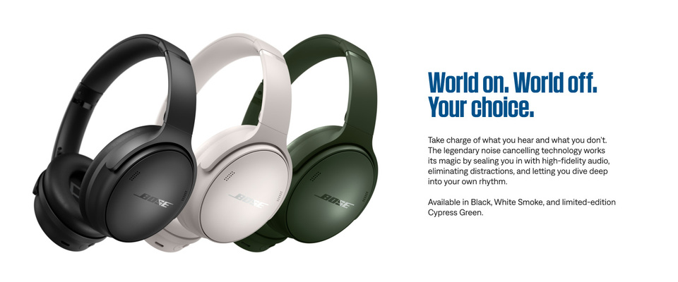 Bose QuietComfort Headphones Noise Cancelling Over-Ear Wireless Bluetooth  Earphones, Cypress Green