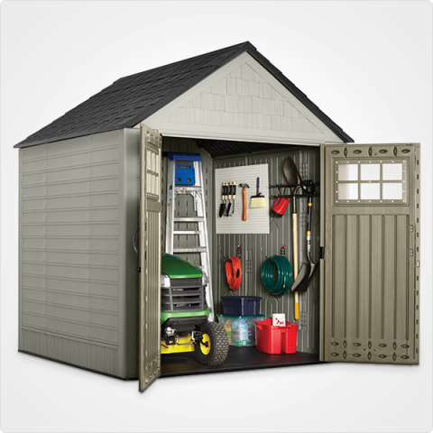 Rubbermaid - We are excited to introduce our NEW Rubbermaid® 7x7 Storage  Shed! This shed is made of durable resin that won't rust or rot, providing  weather resistance all year long. The