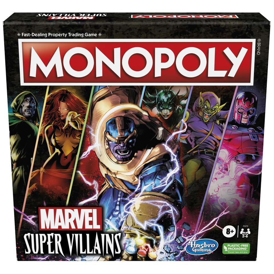 thumbnail video image 2 of Monopoly Marvel Super Villains Edition Board Game for Kids and Family Ages 8 and Up, 2-6 Players, 2 of 8